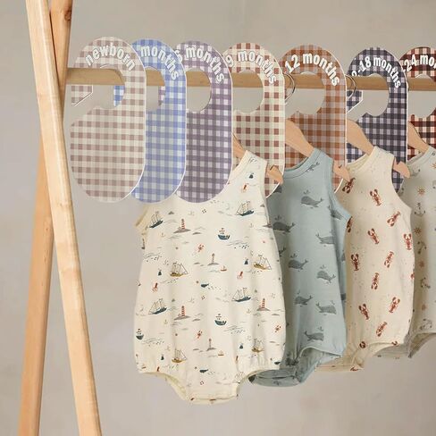 Baby Closet Divider, Baby Wardrobe Organizer, Double-Sided Pastel Gingham Design, Nursery Decor Clothes Hanger Dividers for Sorting 8 Sizes from Newborn to 12+ Months in Saudi Arabia