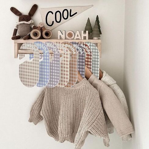 Baby Closet Divider, Baby Wardrobe Organizer, Double-Sided Pastel Gingham Design, Nursery Decor Clothes Hanger Dividers for Sorting 8 Sizes from Newborn to 12+ Months in Saudi Arabia