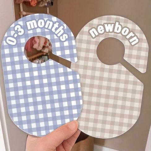 Baby Closet Divider, Baby Wardrobe Organizer, Double-Sided Pastel Gingham Design, Nursery Decor Clothes Hanger Dividers for Sorting 8 Sizes from Newborn to 12+ Months in Saudi Arabia