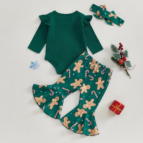 My First Thanksgiving Baby Girl Outfit Newborn Turkey Romper Bell Bottom Pants Headband Baby Thanksgiving Clothes in Saudi Arabia