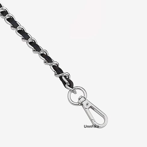 UnnFiko 43 بوصة حزام كروس بسلسلة DIY، سلاسل حقائب يد مصنوعة يدويًا إكسسوارات محفظة أشرطة الكتف أشرطة بديلة عبر الجسم (أبيض وفضي، سلسلة معدنية) in Kuwait
