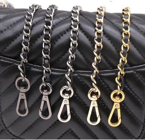 UnnFiko 43 بوصة حزام كروس بسلسلة DIY، سلاسل حقائب يد مصنوعة يدويًا إكسسوارات محفظة أشرطة الكتف أشرطة بديلة عبر الجسم (أبيض وفضي، سلسلة معدنية) in Kuwait