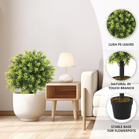 2ft Faux Plants Outdoor 24'', Topiary Trees Artificial Outdoor 2 Pack, Boxwood Topiary Outdoor UV Resistant Artificial Outdoor Plants Decor in Saudi Arabia