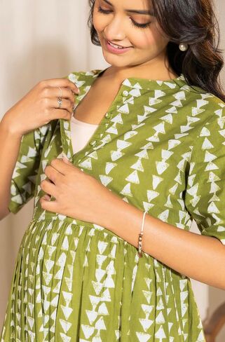 Janasya Maternity Nursing Kurta Set with Breastfeeding Feature for Pre and Post Pregnant Women in Saudi Arabia