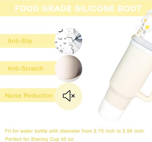 Stanley Cup Accessories 30 oz 40 oz including Water Bottle Handle Strap, Silicone Boot, 0.4" Straw Cover and Cute Pom-pom Stanley Charms Tumbler Accessories, Purple in Saudi Arabia