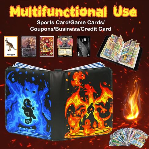 9 Pocket Card Binder Cards Holder, Waterproof Trading Binders Fits 900 Cards Collection Albums with 50 Removable Sleeves, Portable Card Games Display Storage Cases in Saudi Arabia