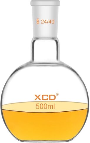 Glass Flask, Borosilicate Glass Flat Bottom Flask FBF Heavy Wall Single Neck Flat Bottom Boiling Flask with 24/40 Standard Taper Outer Joint, 250 ml in Saudi Arabia