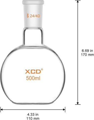 Glass Flask, Borosilicate Glass Flat Bottom Flask FBF Heavy Wall Single Neck Flat Bottom Boiling Flask with 24/40 Standard Taper Outer Joint, 250 ml in Saudi Arabia