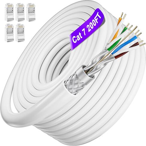 Cat 7 Outdoor Ethernet Cable 50ft, SFTP Triple Shielded, 24 AWG, Heavy Duty High Speed 10Gbps 600Mhz, Waterproof, Direct Burial, In-Ground, Cat7 Internet Network Cable 50ft in Saudi Arabia