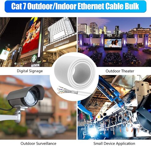 Cat 7 Outdoor Ethernet Cable 50ft, SFTP Triple Shielded, 24 AWG, Heavy Duty High Speed 10Gbps 600Mhz, Waterproof, Direct Burial, In-Ground, Cat7 Internet Network Cable 50ft in Saudi Arabia