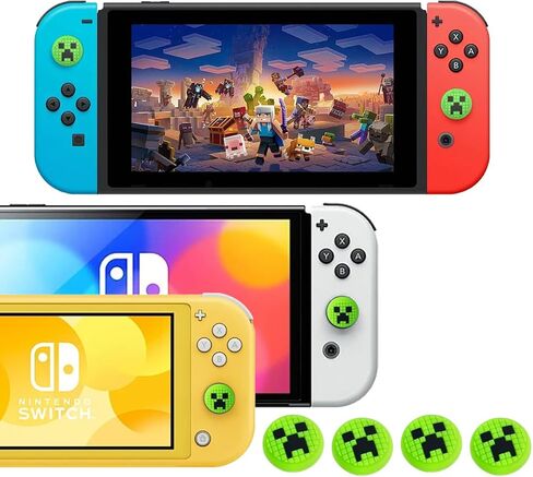 Thumb Grips Caps for Nintendo Switch/OLED/Switch Lite, 4 Pcs Silicone Thumb Grip Caps for Nintendo Switch Joystick Covers Cute Switch Accessories Joy con Thumb Grips - Green in Saudi Arabia