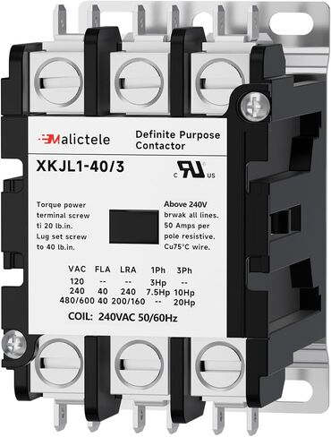 AC Contactor, Malictele 3 Pole 40 Amp Contactor 120V Coil A2L Compliant HVAC Contactor for AC Unit Outdoor Compatible Condenser Compressors Refrigeration Systems Motors in Saudi Arabia