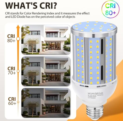 2 حزمة 54W لمبة LED الذرة بدون مروحة، (480 واط يعادل) E26 / E27 قاعدة متوسطة LED مصباح Cob 5000K ضوء النهار 6،800LM للخارجية داخلي المرآب مستودع مصنع ورشة عمل الشارع الفناء الخلفي in Kuwait