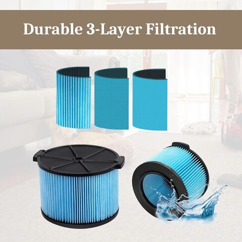 2 Pack VF3500 Replacement Compatible with Ridgid 3-4.5 Gallon Wet Dry Vacuums + 6 Pack VF3501 Filter Bags Compatible with Ridgid 3-4.5 Gallon Wet Dry Vacuums in Saudi Arabia