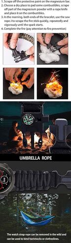 Onewly Compatible with Samsung Galaxy Watch 3 Band 45mm,Multi-Functional Outdoor Survival Umbrella Rope 22mm Watch Strap for Gear S3 Frontier/Classic/Galaxy Watch 46mm(2019) in Saudi Arabia