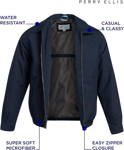 Perry Ellis Men’s Jacket – Casual Lightweight Water Resistant Microfiber Windbreaker Golf Coat (S-XL) in Saudi Arabia