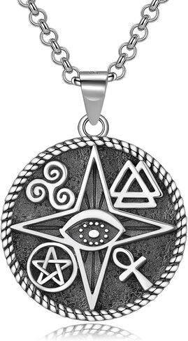 Sigil of Lilith Necklace 925 Sterling Silver Moonstone Lilith Sigil Pendant Necklace Protection Pagan Witch Witchy Jewelry Amulet Gifts for Women Girls Mom Wife in Saudi Arabia