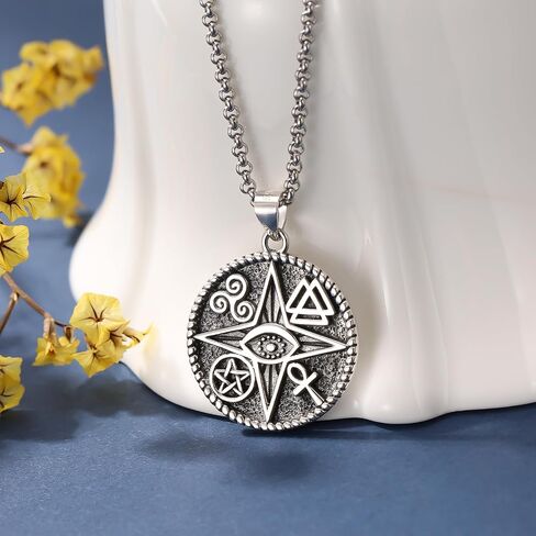 Sigil of Lilith Necklace 925 Sterling Silver Moonstone Lilith Sigil Pendant Necklace Protection Pagan Witch Witchy Jewelry Amulet Gifts for Women Girls Mom Wife in Saudi Arabia