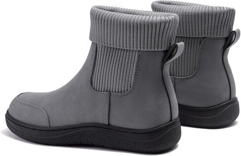 Athlefit Women's Chelsea Ankle Boots Comfortable Winter Short Leather Boots Fashion Slip On Elastic Sock Booties in Kuwait