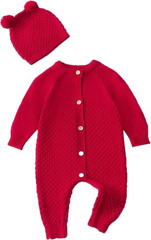 Newborn Baby Boy Long Sleeve Knitted Romper Warm Bodysuit Knitted Winter Clothes 0-24 Months in Saudi Arabia