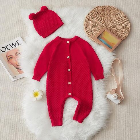 Newborn Baby Boy Long Sleeve Knitted Romper Warm Bodysuit Knitted Winter Clothes 0-24 Months in Saudi Arabia