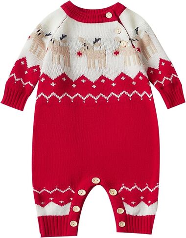 Newborn Baby Boy Long Sleeve Knitted Romper Warm Bodysuit Knitted Winter Clothes 0-24 Months in Saudi Arabia
