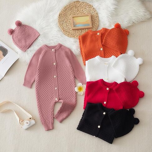 Newborn Baby Boy Long Sleeve Knitted Romper Warm Bodysuit Knitted Winter Clothes 0-24 Months in Saudi Arabia