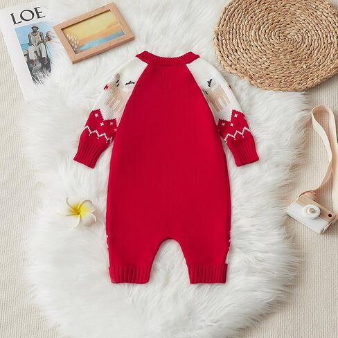 Newborn Baby Boy Long Sleeve Knitted Romper Warm Bodysuit Knitted Winter Clothes 0-24 Months in Saudi Arabia