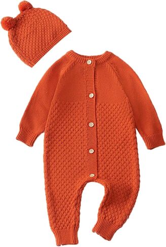 Newborn Baby Boy Long Sleeve Knitted Romper Warm Bodysuit Knitted Winter Clothes 0-24 Months in Saudi Arabia