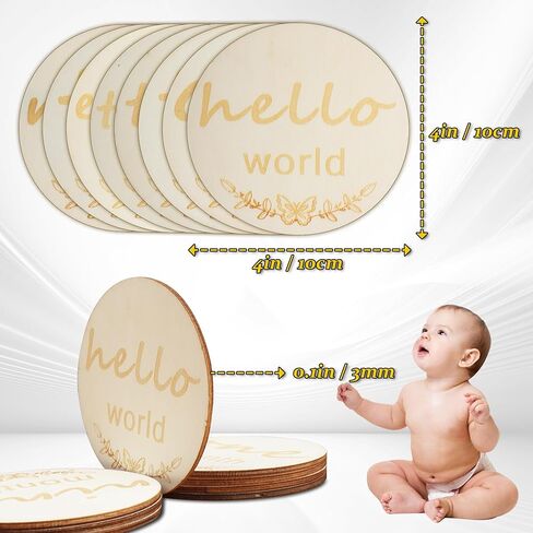 علامات معلم الطفل الشهرية - دوائر خشبية بارزة علامات أشهر الطفل، أقراص خشبية، بطاقات معلم شهرية للطفل لالتقاط صور رائعة لصبيك/بنتك حديثي الولادة. (لون الخشب) in Kuwait