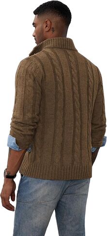 سترة صوفية كاجوال للرجال بياقة واقفة وأزرار سفلية محبوكة in Kuwait