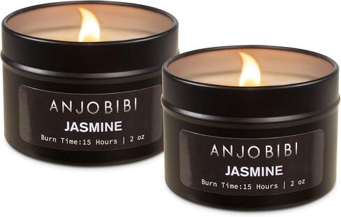 هدايا الشموع المعطرة بالفانيليا + الياسمين + الورد للنساء (عبوة من قطعتين) - 2 أونصة - شمعة تدوم طويلاً لمدة 15 ساعة، طبيعية بالكامل، شموع الصويا، تهدئ in Saudi Arabia