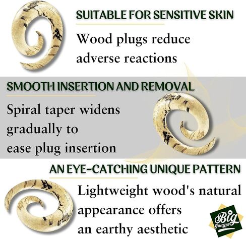 Pair of Tamarind Wood Spiral Coil Taper Piercing Jewelry Ear Plugs Stretching Expander Earring Lobe in Saudi Arabia