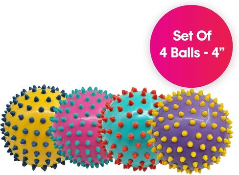 Edushape The Original Sensory Ball for Baby - 4" Senso-Dot Color Baby Ball That Helps Enhance Gross Motor Skills for Kids Aged 6 Months & Up - Pack of 4 Vibrant & Colorful and Unique Toddler Ball in Saudi Arabia