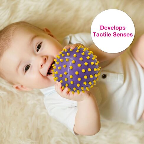 Edushape The Original Sensory Ball for Baby - 4" Senso-Dot Color Baby Ball That Helps Enhance Gross Motor Skills for Kids Aged 6 Months & Up - Pack of 4 Vibrant & Colorful and Unique Toddler Ball in Saudi Arabia