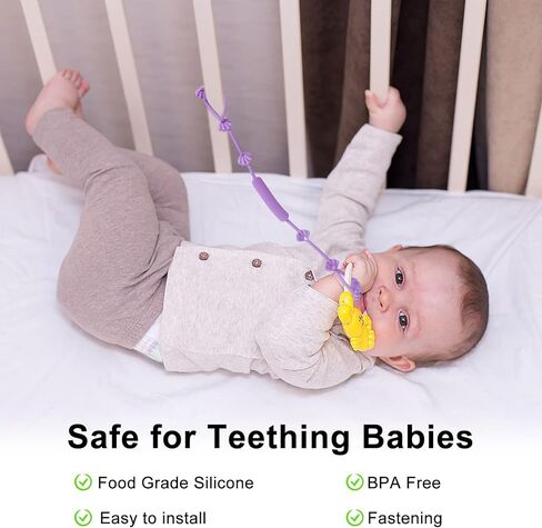 4 قطع من أشرطة أمان الألعاب المصنوعة من السيليكون لأشرطة زجاجات الأطفال ومشابك حامل مصاصة حربة قابلة للتعديل لزجاجات تغذية الطفل الرضيع، وعربة الأطفال، وعربة التسوق، والكوب، وسلال تعليق أسرة الأطفال، والكرسي العالي in Kuwait