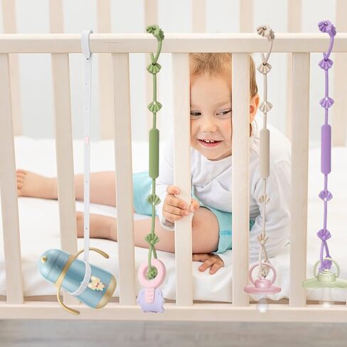 4 قطع من أشرطة أمان الألعاب المصنوعة من السيليكون لأشرطة زجاجات الأطفال ومشابك حامل مصاصة حربة قابلة للتعديل لزجاجات تغذية الطفل الرضيع، وعربة الأطفال، وعربة التسوق، والكوب، وسلال تعليق أسرة الأطفال، والكرسي العالي in Kuwait