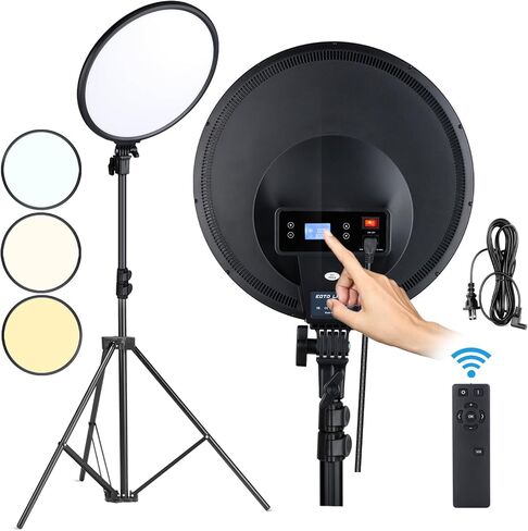 EOTO LIGHT LED Ring Light - 14 inch 5000 lumens Studio Light with Tripod Stand for Tiktok, Vlog, Video Shooting, Video Conferencing, Streaming Light with LED Display and Remote Control (Black) in Saudi Arabia