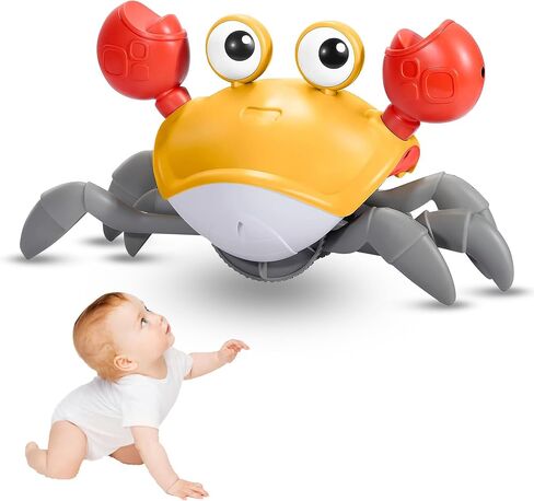 Advanced Crawling Crab Baby Toy - Interactive Tummy Time Toy for Babies 3-12 Months, Learning Crawl & Walking Toddler Toy, Musical, Light-Up, USB Charging, 1st Birthday Gift for Boys & Girls, Green in Saudi Arabia