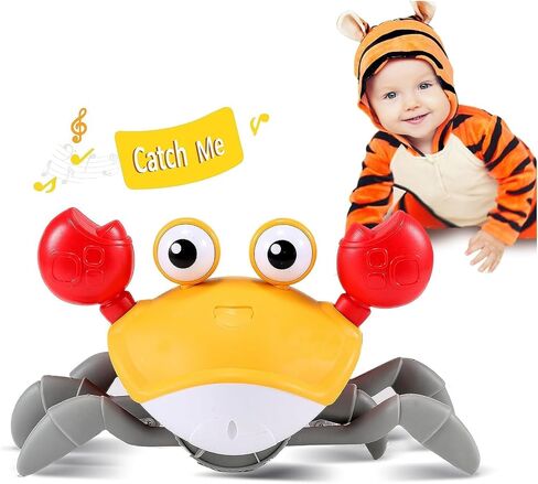Advanced Crawling Crab Baby Toy - Interactive Tummy Time Toy for Babies 3-12 Months, Learning Crawl & Walking Toddler Toy, Musical, Light-Up, USB Charging, 1st Birthday Gift for Boys & Girls, Green in Saudi Arabia