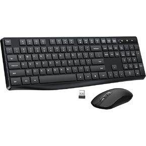 Wireless Keyboard and Mouse, 2.4G Cordless Mouse and Keyboard, 3 Level DPI Slim Mouse, Responsive Plug & Play for Computer Laptop PC - Full Size