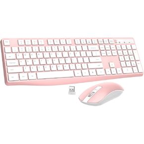 Wireless Keyboard and Mouse, 2.4G Cordless Mouse and Keyboard, 3 Level DPI Slim Mouse, Responsive Plug & Play for Computer Laptop PC - Full Size