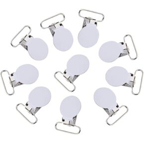 25mm Round Pacifier Clips, Suspender Snaps, DIY Clothes Accessories, for Making Pacifier Holders Bib Clips(White)
