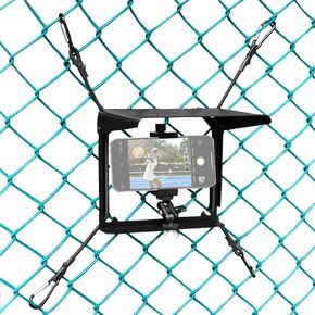 Phone Fence Mount with Shade, Fence Phone Holder for iPhone, Mevo Start, GoPro and Other Action Cameras, Perfect for Recording Baseball, Softball and Tennis Games (Black)