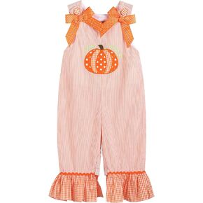 Lil cactus Orange Pinstripe Pumpkin and Bows Playsuit