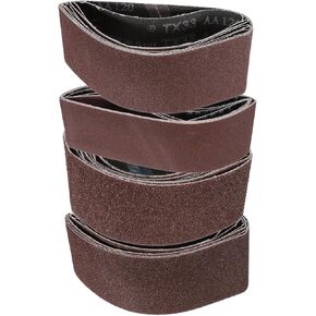HARFINGTON 20pcs 2.5 x 16" Sanding Belts 5pcs Each of 40/80/120/240 Grit Aluminium Oxide Flush Joint Belt Sander Paper for Metal Woodworking Automotive Repair