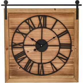 Barn Door Clock – Charming Wash White Wood Color Wall Clock – Rustic Large Farmhouse Clock Perfect for Home Decoration, Wall Decoration, and Farmhouse Décor Wooden Wall Clock 23.6 * 1.6 * 24 in