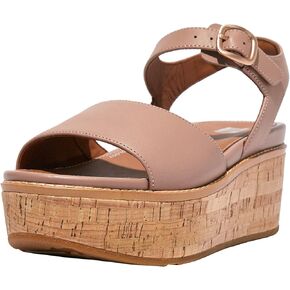 FitFlop Women's Eloise Cork-WRAP Leather Back-Strap Wedge Sandals