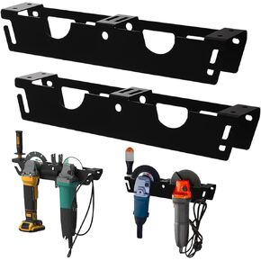 2 Pack Angle Grinder Holders,4 Bay Angle Grinder Stand/Rack with Cord Hanger,Grinders Power Tools Holder Storage Rack,Wall Mount Organizer Bracket for Grinders,Cutters, Polishers,Garage and Workspace