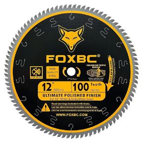 FOXBC 12 Inch Saw Blade 100 Teeth Ultimate Polished Finish Saw Blade for Wood with 1 Inch Arbor